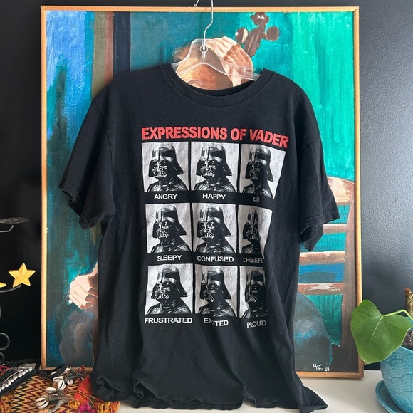 Star Wars Official Expressions Of Vader T Shirt Funny Fan Tee Faces Of Vader L - Picture 1 of 13